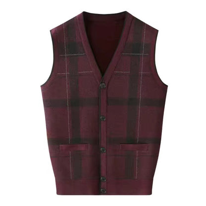 Middle-aged And Elderly Men's Jacquard Vest