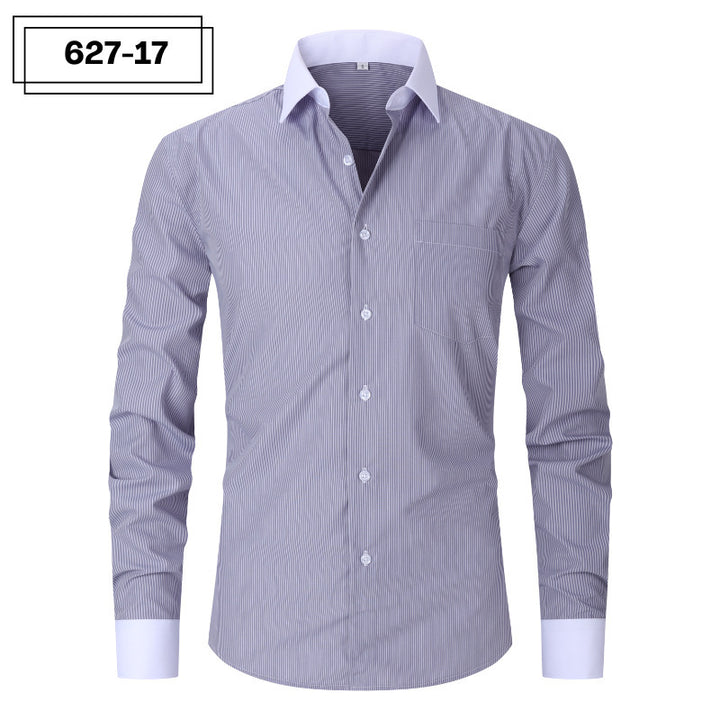 Plus Size Men's Casual American-style Long-sleeved Striped Shirt