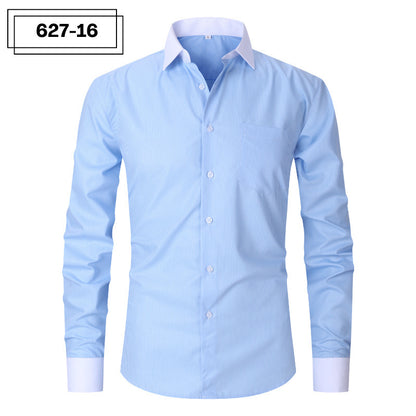 Plus Size Men's Casual American-style Long-sleeved Striped Shirt