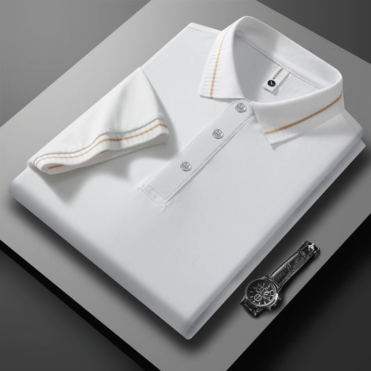 Business Lapel Breathable High-end European Size Casual Polo Shirt