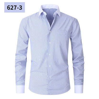 Plus Size Men's Casual American-style Long-sleeved Striped Shirt