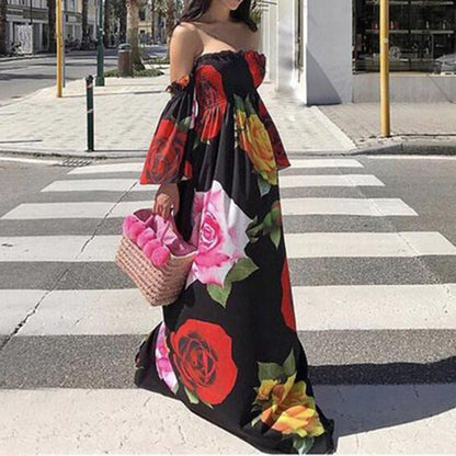 Rose Loose Off-the-shoulder Dress Women